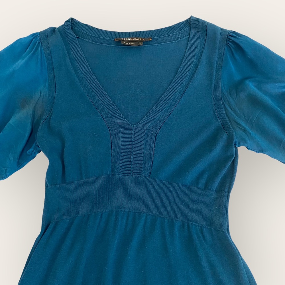 BCBG Max Azria Women’s Sweater Dress XS Silk Blend Fit Flare A Line Feminine - Picture 2 of 4